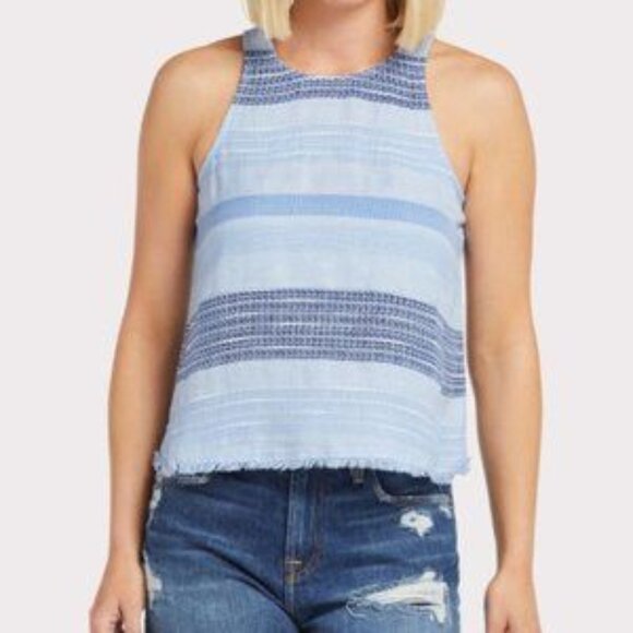 cloth & stone Tops - EUC Cloth & Stone Frayed Hem Swing Tank Blue Multi Size Large